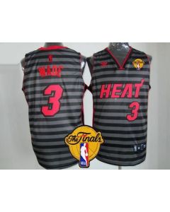 Heat #3 Dwyane Wade Black/Grey Groove Finals Patch Stitched NBA Jersey