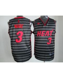 Heat #3 Dwyane Wade Black/Grey Groove Stitched NBA Jersey