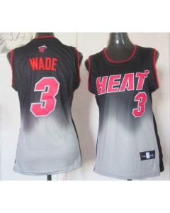 Heat #3 Dwyane Wade Black/Grey Women's Fadeaway Fashion Stitched NBA Jersey