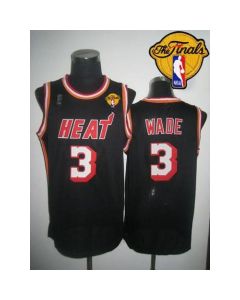 Heat #3 Dwyane Wade Black Hardwood Classics Nights Finals Patch Stitched NBA Jersey