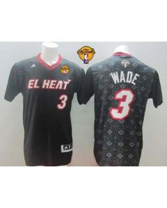 Heat #3 Dwyane Wade Black New Latin Nights Finals Patch Stitched NBA Jersey
