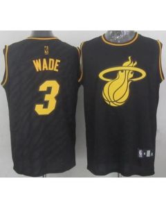 Heat #3 Dwyane Wade Black Precious Metals Fashion Stitched NBA Jersey