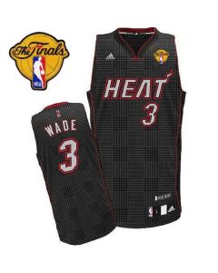 Heat #3 Dwyane Wade Black Rhythm Fashion With Finals Patch Stitched NBA Jersey