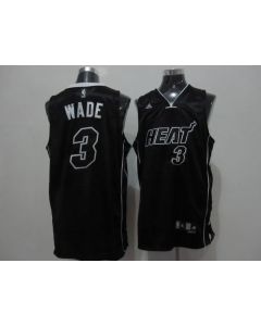 Heat #3 Dwyane Wade Black Shadow Stitched NBA Jersey