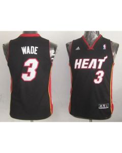 Heat #3 Dwyane Wade Black Stitched Youth NBA Jersey