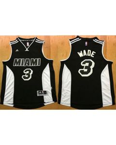 Heat #3 Dwyane Wade Black/White Stitched NBA Jersey