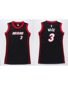 Heat #3 Dwyane Wade Black Women's Dress Stitched NBA Jersey