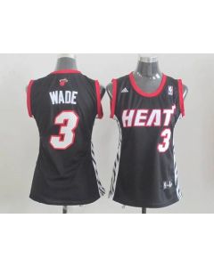 Heat #3 Dwyane Wade Black Women's Road Stitched NBA Jersey