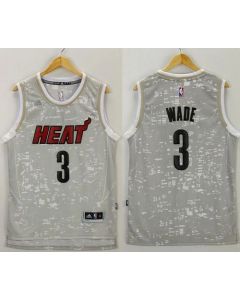 Heat #3 Dwyane Wade Grey City Light Stitched NBA Jersey