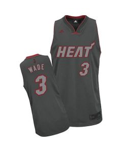 Heat #3 Dwyane Wade Grey Graystone Fashion Stitched NBA Jersey