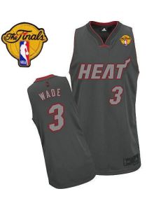 Heat #3 Dwyane Wade Grey Graystone Fashion With Finals Patch Stitched NBA Jersey