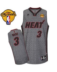 Heat #3 Dwyane Wade Grey Static Fashion Finals Patch Stitched NBA Jersey