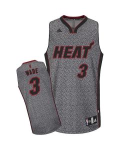 Heat #3 Dwyane Wade Grey Static Fashion Stitched NBA Jersey