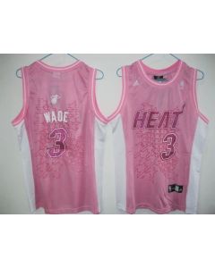 Heat #3 Dwyane Wade Pink Women Stitched NBA Jersey