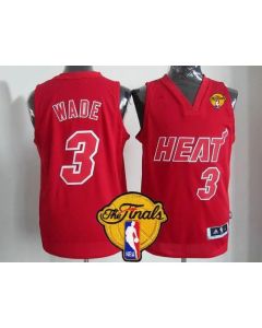 Heat #3 Dwyane Wade Red Big Color Fashion Finals Patch Stitched NBA Jersey