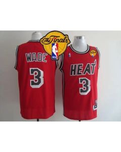Heat #3 Dwyane Wade Red Hardwood Classics Nights Finals Patch Stitched NBA Jersey