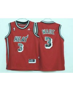 Heat #3 Dwyane Wade Red Hardwood Classics Nights Stitched Youth NBA Jersey