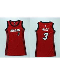 Heat #3 Dwyane Wade Red Women's Dress Stitched NBA Jersey