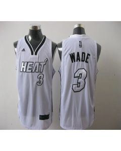 Heat #3 Dwyane Wade Silver No. White Stitched NBA Jersey