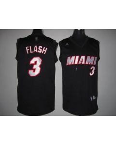 Heat #3 Dwyane Wade Stitched Black Flash Fashion NBA Jersey