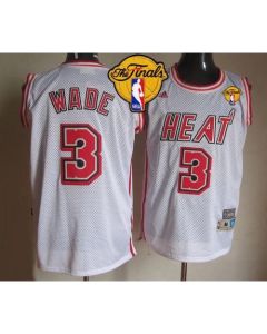 Heat #3 Dwyane Wade White Swingman Throwback Finals Patch Stitched NBA Jersey