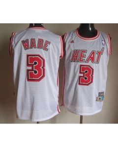 Heat #3 Dwyane Wade White Swingman Throwback Stitched NBA Jersey