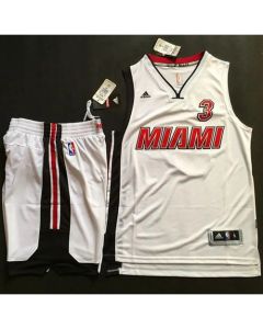 Heat #3 Dwyane Wade White Throwback A Set Stitched NBA Jersey