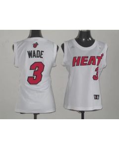 Heat #3 Dwyane Wade White Women Fashion Stitched NBA Jersey