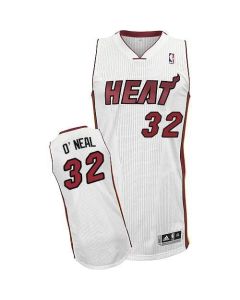 Heat #32 Shaquille O'Neal White Throwback Stitched NBA Jersey