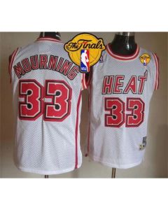 Heat #33 Alonzo Mourning White Throwback Finals Patch Stitched NBA Jersey