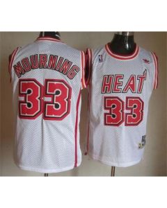 Heat #33 Alonzo Mourning White Throwback Stitched NBA Jersey