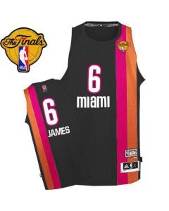 Heat #6 LeBron James Black ABA Hardwood Classic With Finals Patch Stitched NBA Jersey