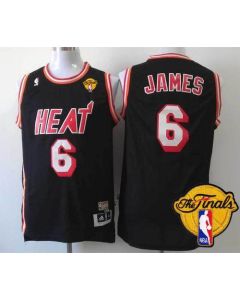 Heat #6 LeBron James Black Hardwood Classics Nights Finals Patch Stitched NBA Jersey