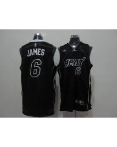 Heat #6 LeBron James Black Shadow Stitched NBA Jersey