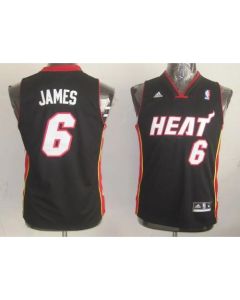 Heat #6 LeBron James Black Stitched Youth NBA Jersey