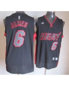 Heat #6 LeBron James Black With Red & Black Number Stitched NBA Jersey