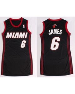 Heat #6 LeBron James Black Women's Dress Stitched NBA Jersey