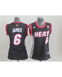 Heat #6 LeBron James Black Women's Road Stitched NBA Jersey
