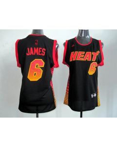 Heat #6 LeBron James Black Women's Vibe Stitched NBA Jersey