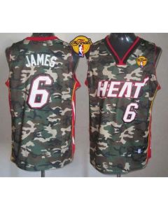 Heat #6 LeBron James Camo Stealth Collection Finals Patch Stitched NBA Jersey