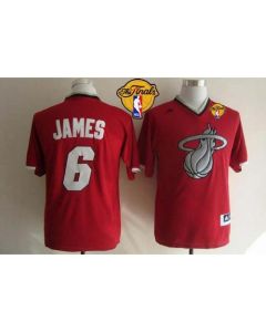 Heat #6 LeBron James Red 2013 Christmas Day Swingman Finals Patch Stitched NBA Jersey