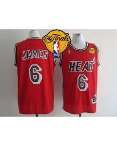 Heat #6 LeBron James Red Hardwood Classics Nights Finals Patch Stitched NBA Jersey