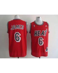 Heat #6 LeBron James Red Hardwood Classics Nights Stitched NBA Jersey