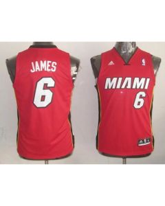 Heat #6 LeBron James Red Stitched Youth NBA Jersey