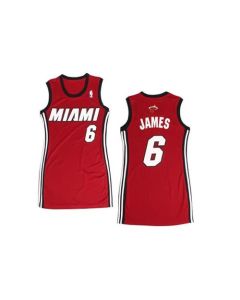 Heat #6 LeBron James Red Women's Dress Stitched NBA Jersey