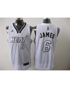 Heat #6 LeBron James Silver No. White Stitched NBA Jersey