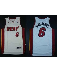Heat #6 LeBron James White Nickname King James Stitched NBA Jersey
