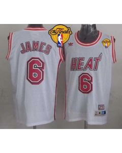 Heat #6 LeBron James White Swingman Throwback Finals Patch Stitched NBA Jersey