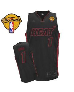 Heat Finals Patch #1 Chris Bosh Black With Black&Red No. Stitched NBA Jersey