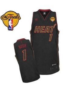 Heat Finals Patch #1 Chris Bosh Carbon Fiber Fashion Black Stitched NBA Jersey